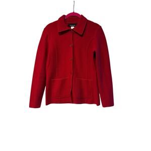 Jones New York Red 100% Merino Wool Full Button Size PP Blazer Jacket Vintage
